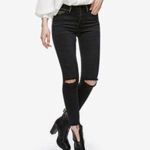 Free People Black Studded Payton Skinny Jeans 26